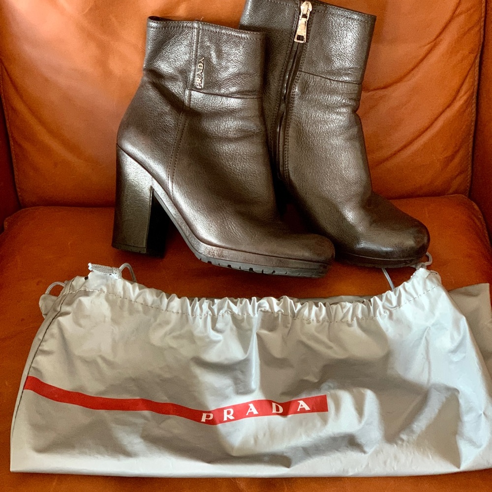 Prada Brown Leather Booties